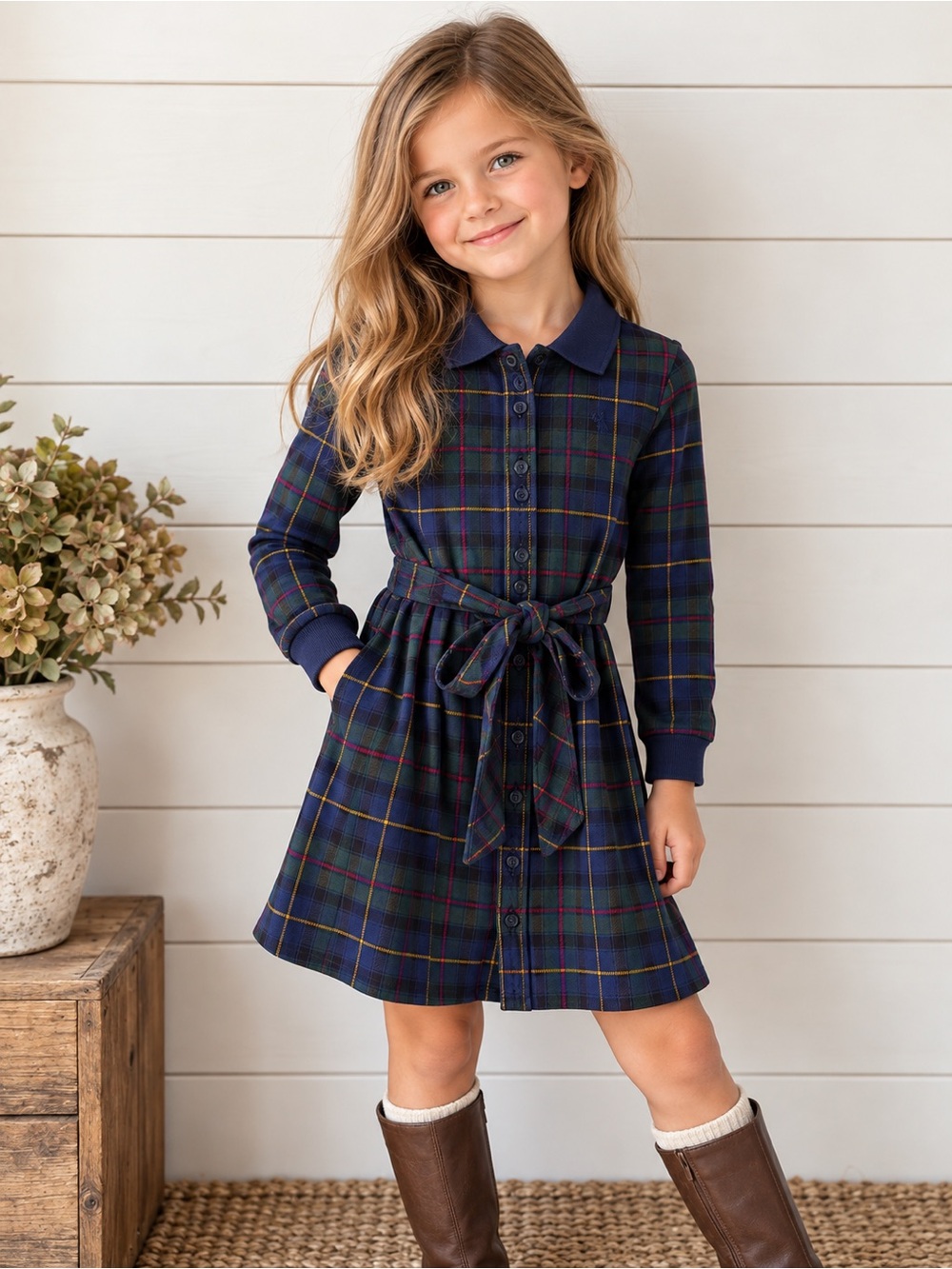 Polo Ralph Lauren Girls’ Plaid Shirt Dress Size 4 | Cotton Stretch